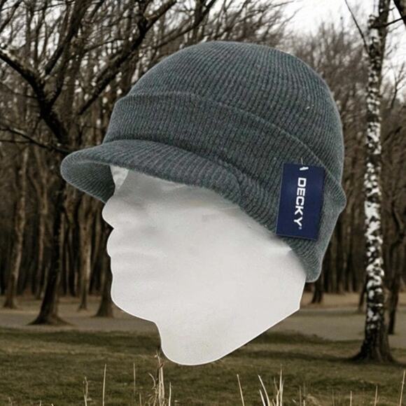 Decky 8009-HCH Jeep Watch Cap Hat Knit Heather Charcoal Gray GI Military Ski - Picture 11 of 11